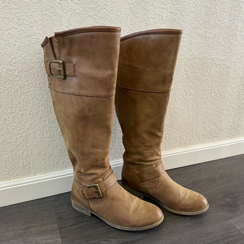 Tall Brown Faux Leathered Boots Size 7